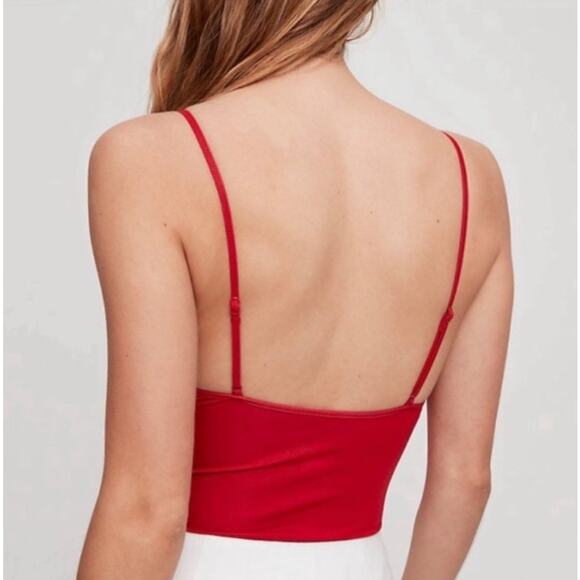 ARITZIA Wilfred NOE Bodysuit and Swimsuit Front Tie Cutout One Piece in Red XS - Picture 5 of 10